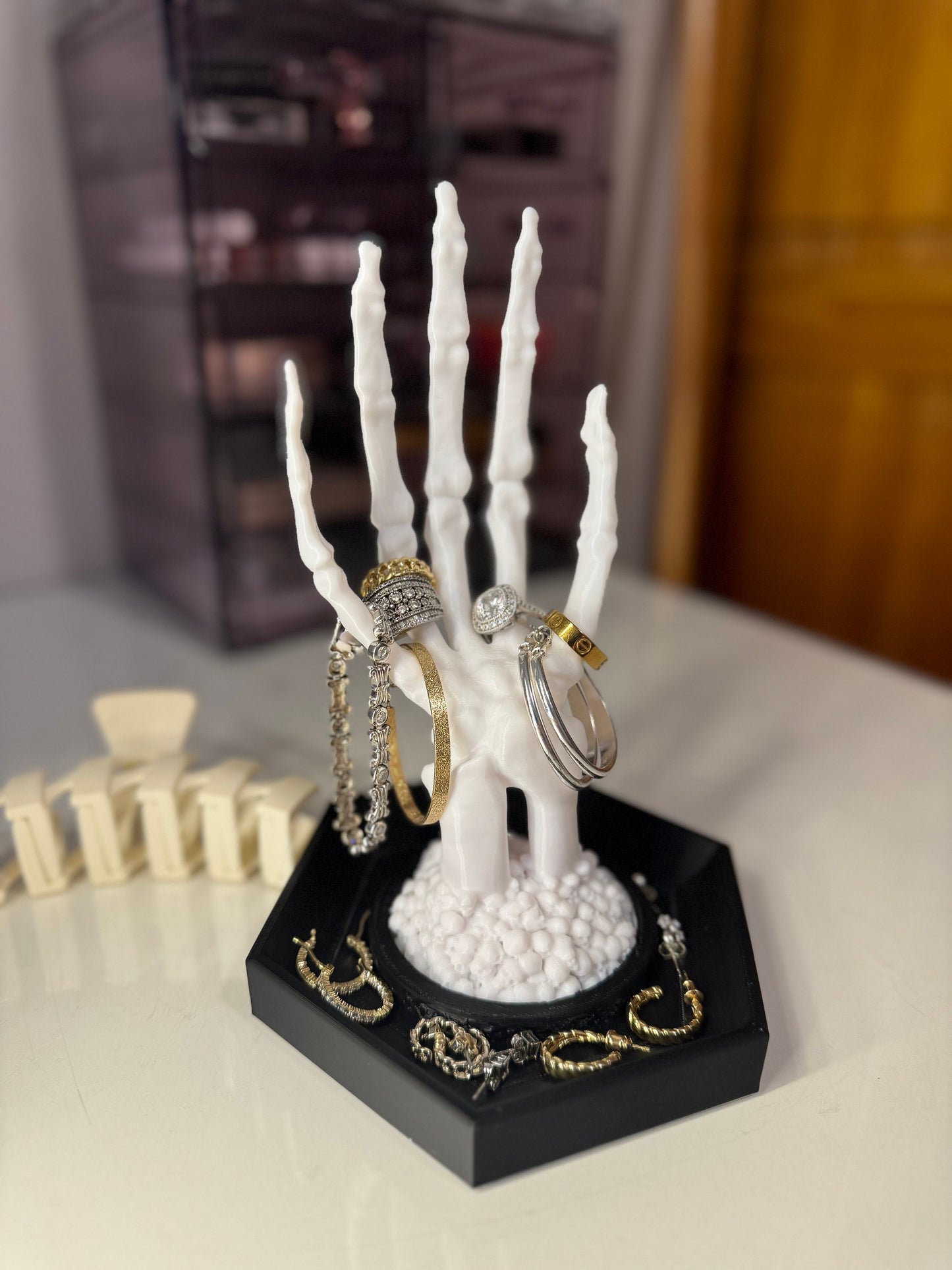 Skeleton Hand Jewellery Holder Stand, Ring Tree, Ring Dish, Unique Jewelry Organizer, ring holder, Jewellery, Jewelry organizer,  Jewelley ,